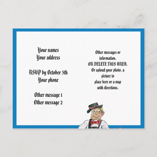 オクトーバーフェストの招待状のパーソナライズな郵便はがき インビテーションポストカード (裏面)