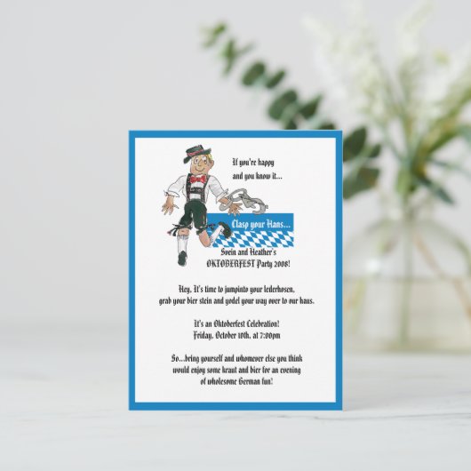 オクトーバーフェストの招待状のパーソナライズな郵便はがき インビテーションポストカード (スタンド正面)