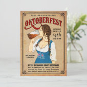 オクトーバーフェストの招待状のヴィンテージのオクトーバーフェストの女性 招待状 (スタンド正面)