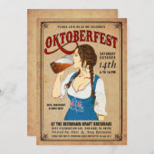 オクトーバーフェストの招待状のヴィンテージのオクトーバーフェストの女性 招待状 (正面/裏面)