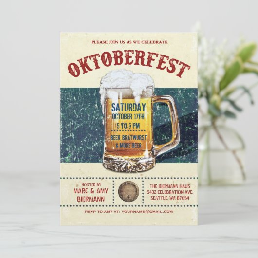 オクトーバーフェストの招待状-ヴィンテージ素朴なv.1 招待状 (スタンド正面)