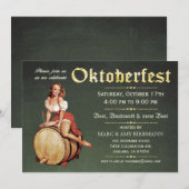 オクトーバーフェストの招待状（ヴィンテージ）v.2（グリーン） 招待状 (正面/裏面)