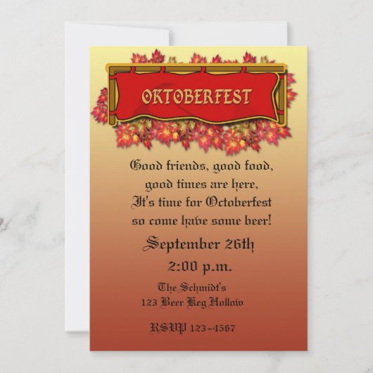 オクトーバーフェストの招待状 招待状 (正面)