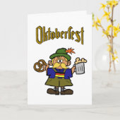 オクトーバーフェストの漫画のドイツの人の挨拶状 カード (黄色い花)