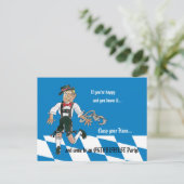 オクトーバーフェストの青いパーティの招待状の郵便はがき インビテーションポストカード (スタンド正面)