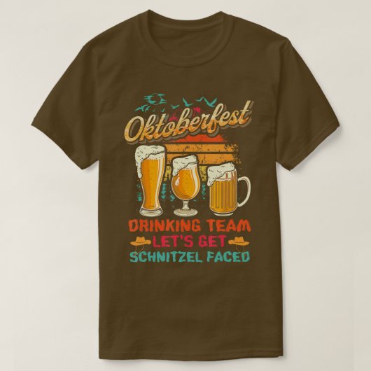 オクトーバーフェストの飲みチームがシュニッツェルに直面する Tシャツ (デザイン正面)