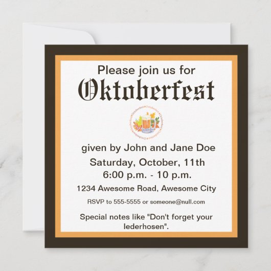 オクトーバーフェストインラウンド招待状 招待状 (裏面)