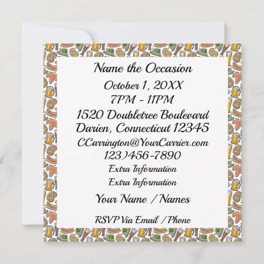 オクトーバーフェストオクトバーフェスト招待状 招待状 (裏面)