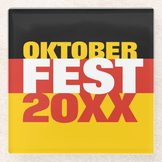 オクトーバーフェストオクトーバーフェストドイツ国旗 ガラスコースター (正面)