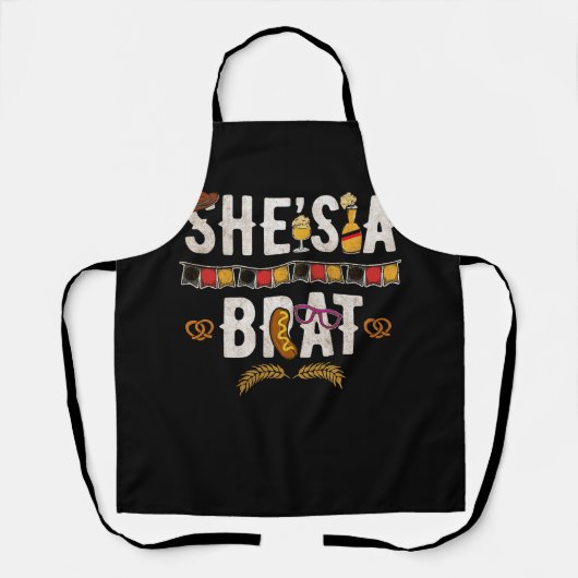 オクトーバーフェストカップル彼女はドイツBを飲むガキだ エプロン (正面)