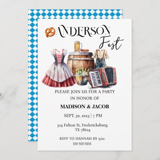 オクトーバーフェストカップルCoedウェディングシャワー招待状 招待状 (正面/裏面)