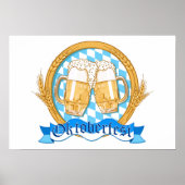 オクトーバーフェストガラス付きビールラベルデザイン ポスター (正面)