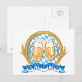 オクトーバーフェストガラス付きビールラベルデザイン ポストカード (正面/裏面)