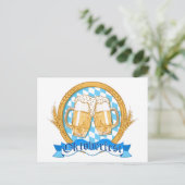 オクトーバーフェストガラス付きビールラベルデザイン ポストカード (スタンド正面)