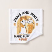 オクトーバーフェストキャットパーティーポーズアンドパイント バスタオルセット (ウォッシュタオル)