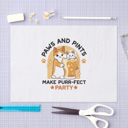 オクトーバーフェストキャットパーティーポーズアンドパイント 薄葉紙 (クラフト)