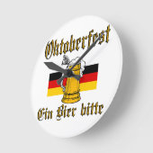 オクトーバーフェストギア ラウンド壁時計 (傾斜)