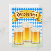 オクトーバーフェストグリーティングカードとビール ポストカード (正面/裏面)