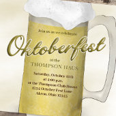 オクトーバーフェストシンプル水カラー金ゴールドビールQRコード インビテーションポストカード