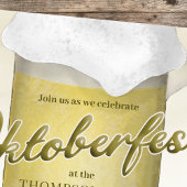 オクトーバーフェストシンプル水カラー金ゴールドビールQRコード インビテーションポストカード