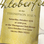 オクトーバーフェストシンプル水カラー金ゴールドビールQRコード ポストカード