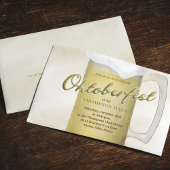 オクトーバーフェストシンプル水カラー金ゴールドビールQRコード 招待状