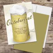 オクトーバーフェストシンプル水彩金ゴールド発泡ビールフォーム 招待状