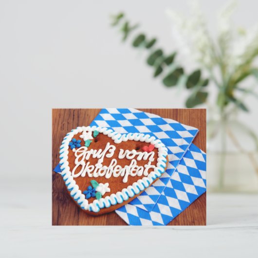 オクトーバーフェストジンジャーパンハートのバイエルナプキン ポストカード (スタンド正面)