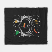 オクトーバーフェストスケルトン手ハートフラグGerman フリースブランケット (正面(横))