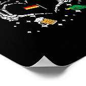オクトーバーフェストスケルトン手ハートフラグGerman ポスター (角)