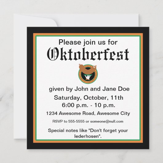 オクトーバーフェストソーセージ招待状 招待状 (裏面)