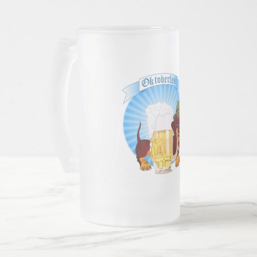 オクトーバーフェストダックスシュント16オズフロストガラスマグ フロストグラスビールジョッキ (正面左)