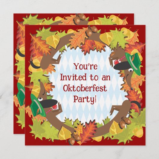 オクトーバーフェストダックスフントパーティの招待状 招待状 (正面/裏面)