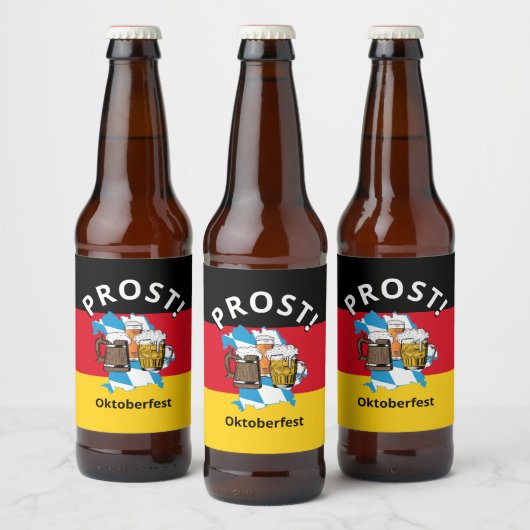 オクトーバーフェストドイツのバイエルン国旗の風刺画 ビールラベル (ボトル)