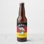 オクトーバーフェストドイツのバイエルン国旗の風刺画 ビールラベル (正面)