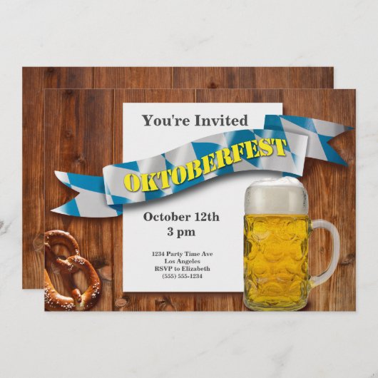 オクトーバーフェストドイツビールフェスティバルパーティー 招待状 (正面/裏面)