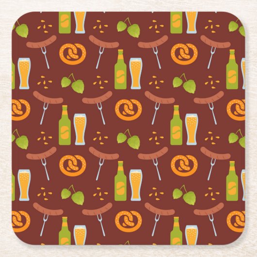 オクトーバーフェストドイツビールフェスティバル スクエアペーパーコースター (正面)