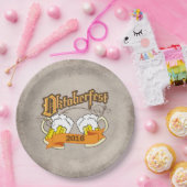 オクトーバーフェストドイツフェスティバルビアスティーンタイポグラフ ペーパープレート (パーティー)