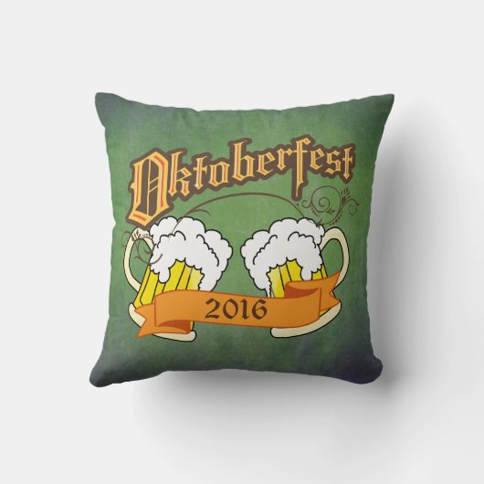 オクトーバーフェストドイツフェスティバルビールステインタイポグラフィ クッション (裏面)