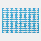 オクトーバーフェストバイエルンブルーと白の大きな対角線 キッチンタオル (横)