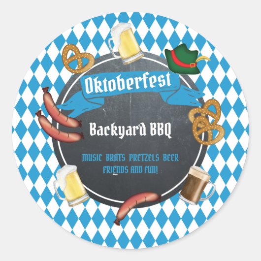 オクトーバーフェストババリアンビールバックヤードBBQパーティー紙 ラウンドシール (正面)