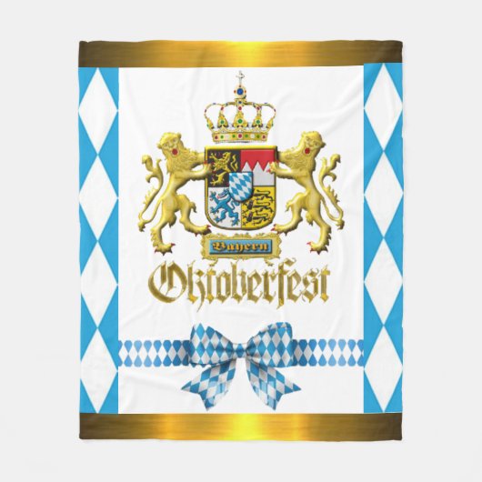 オクトーバーフェストババリア伝統的クレストゴールデン フリースブランケット (正面)