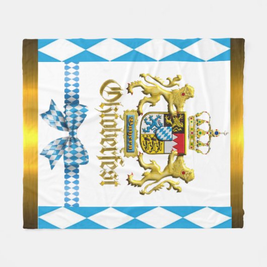 オクトーバーフェストババリア伝統的クレストゴールデン フリースブランケット (正面(横))