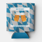 オクトーバーフェストパーソナライズされたブルーホワイトドイツビール 缶クーラー (正面)