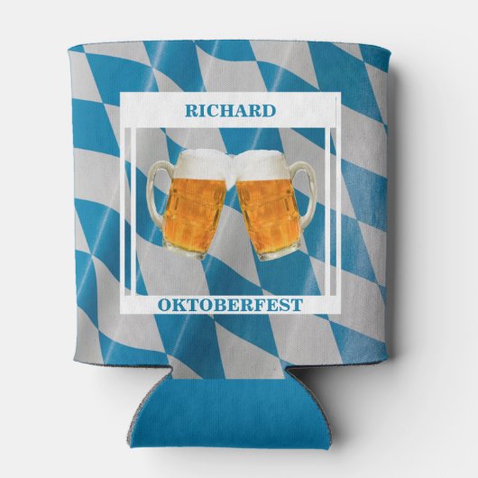 オクトーバーフェストパーソナライズされたブルーホワイトドイツビール 缶クーラー (裏面)