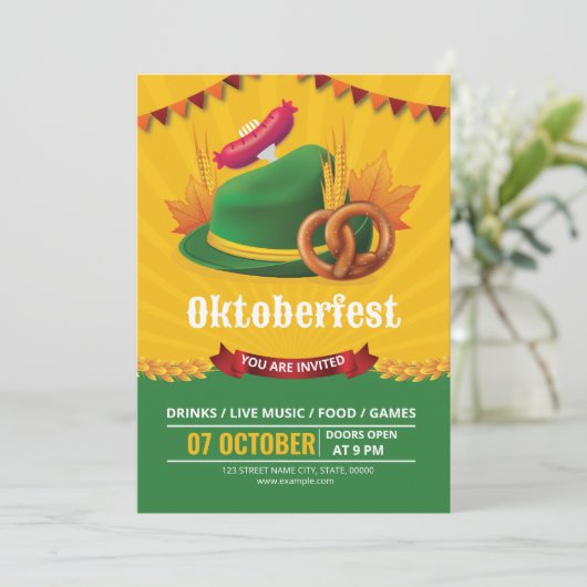 オクトーバーフェストパーティの招待状フライヤーテンプレート 招待状 (スタンド正面)