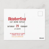 オクトーバーフェストパーティの招待状 ポストカード (裏面)