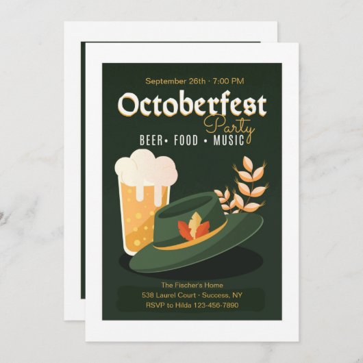 オクトーバーフェストパーティの招待状 招待状 (正面/裏面)