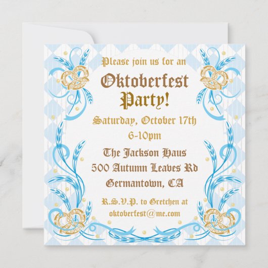 オクトーバーフェストパーティの招待状 招待状 (裏面)