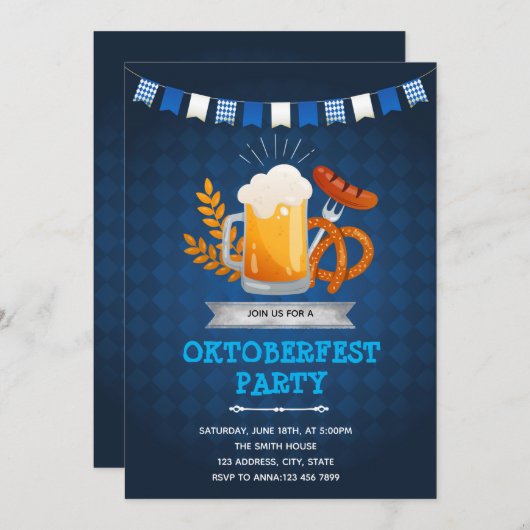 オクトーバーフェストパーティの招待状 招待状 (正面/裏面)
